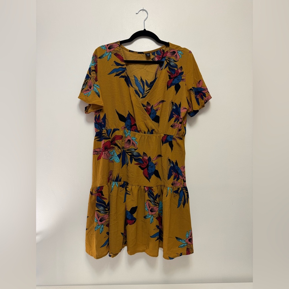 SHEIN Mustard Floral Mini Dress Like New